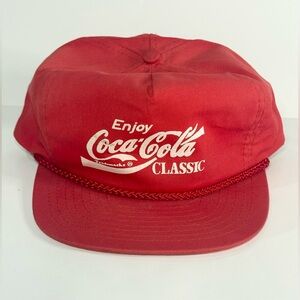 Vintage Coca Cola Classic Snapback Hat Red Adjustable Trucker Rope Cap Nissin